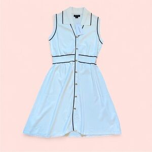 Quiet Luxury White Sleeveless Collared Button Up Midi Dress